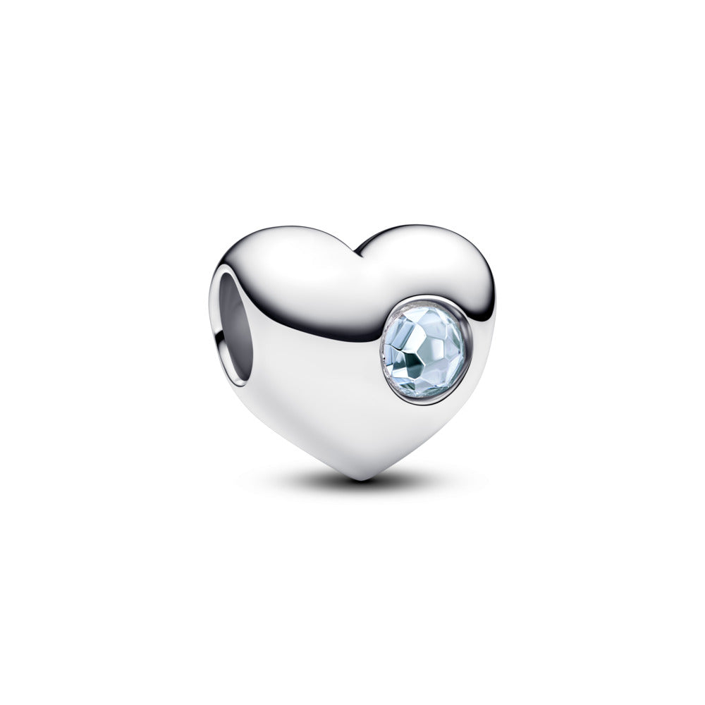 Engravable heart sterling silver charm with birthstone