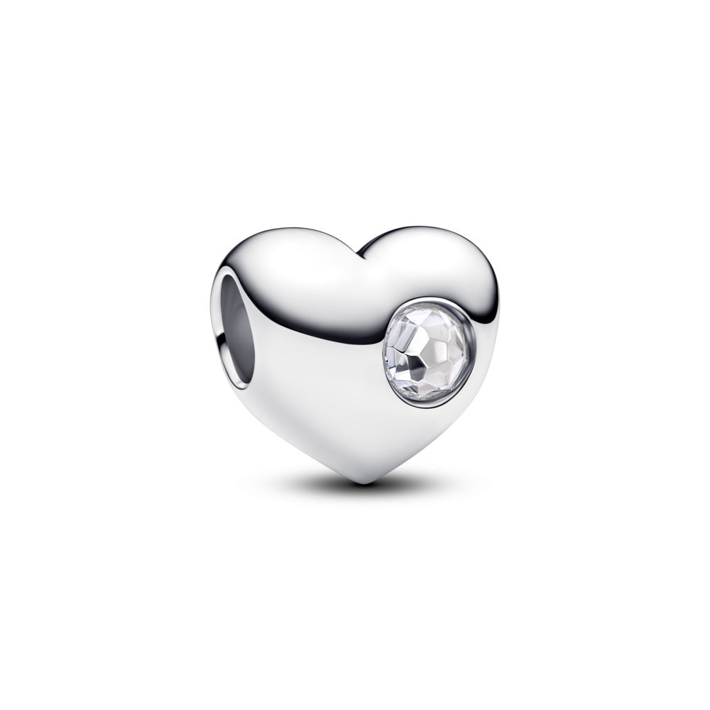 Engravable heart sterling silver charm with birthstone