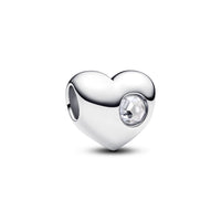 Engravable heart sterling silver charm with birthstone