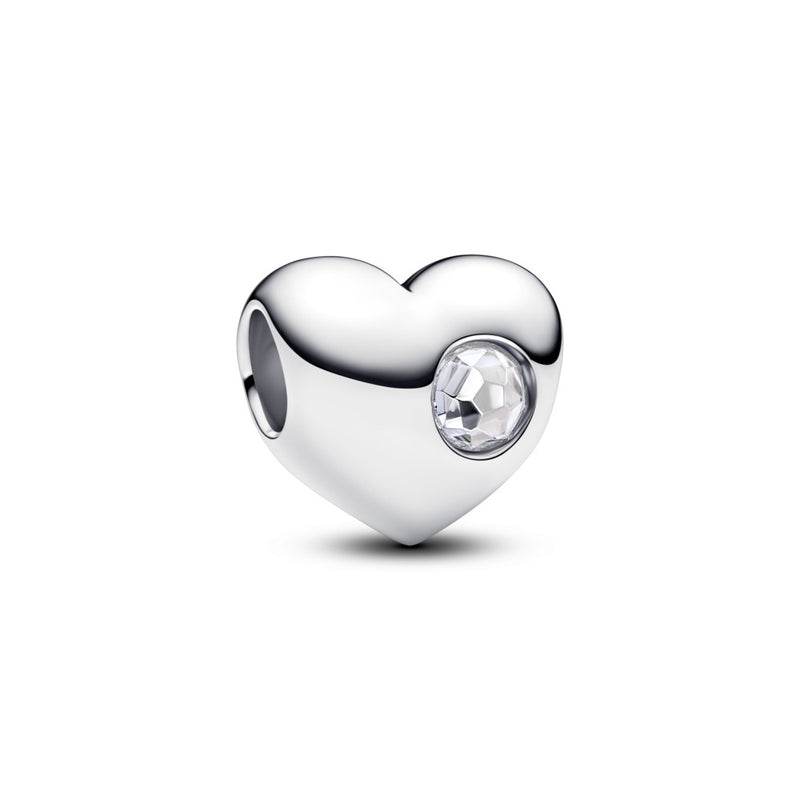 Engravable heart sterling silver charm with birthstone