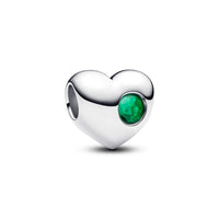 Engravable heart sterling silver charm with birthstone
