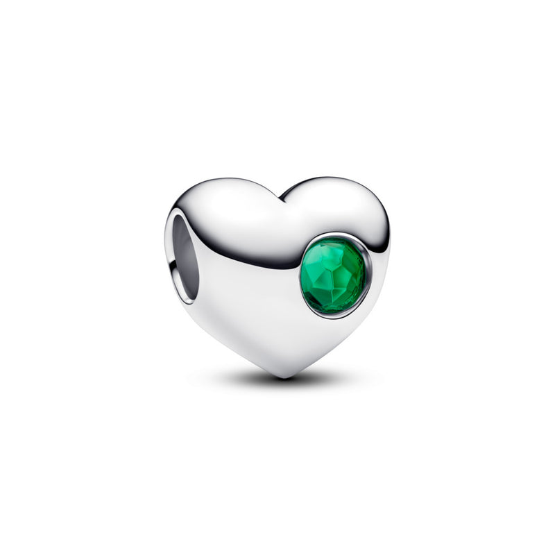 Engravable heart sterling silver charm with birthstone