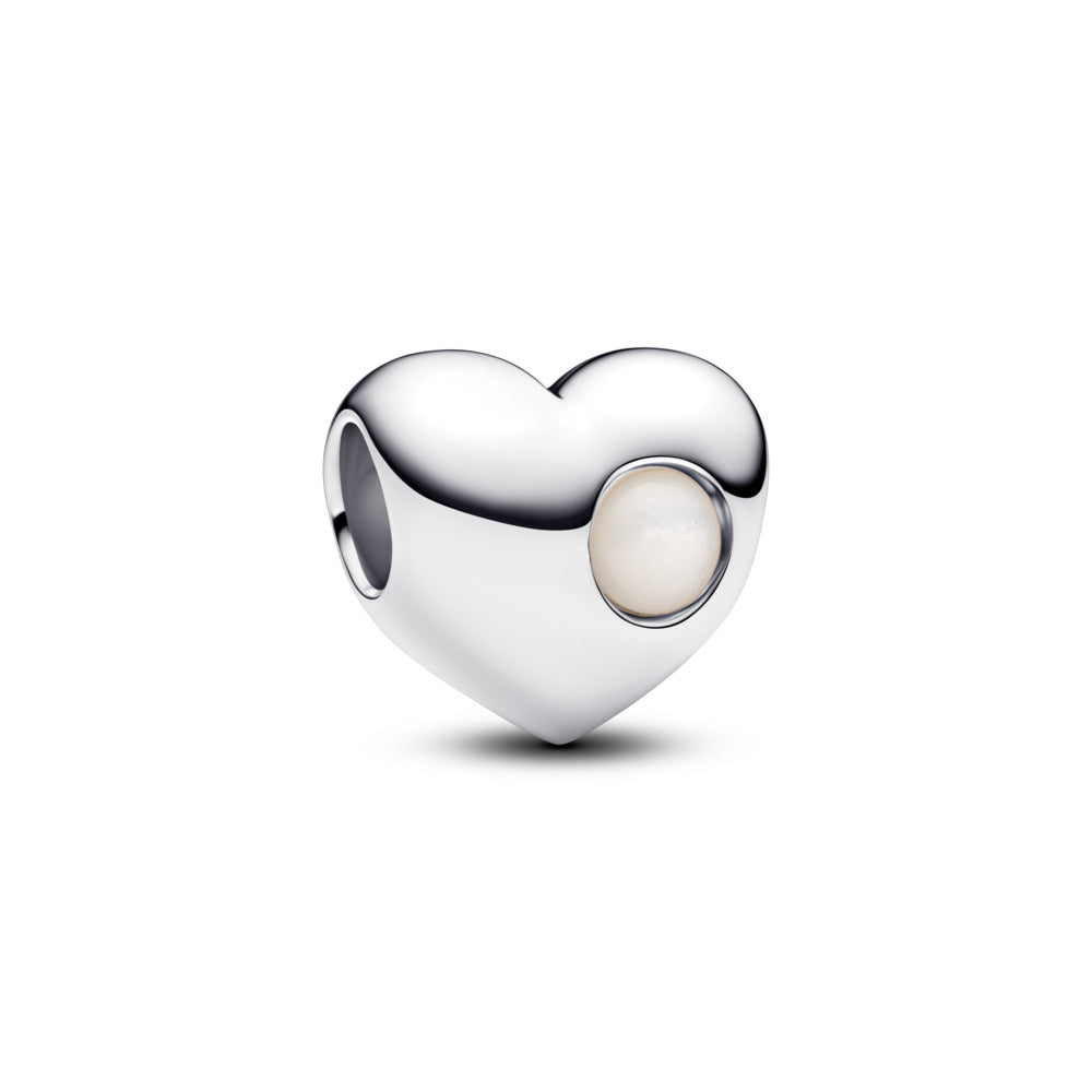 Engravable heart sterling silver charm with birthstone