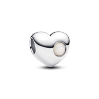 Engravable heart sterling silver charm with birthstone