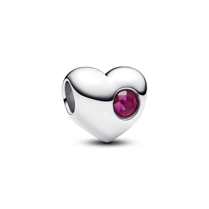 Engravable heart sterling silver charm with birthstone