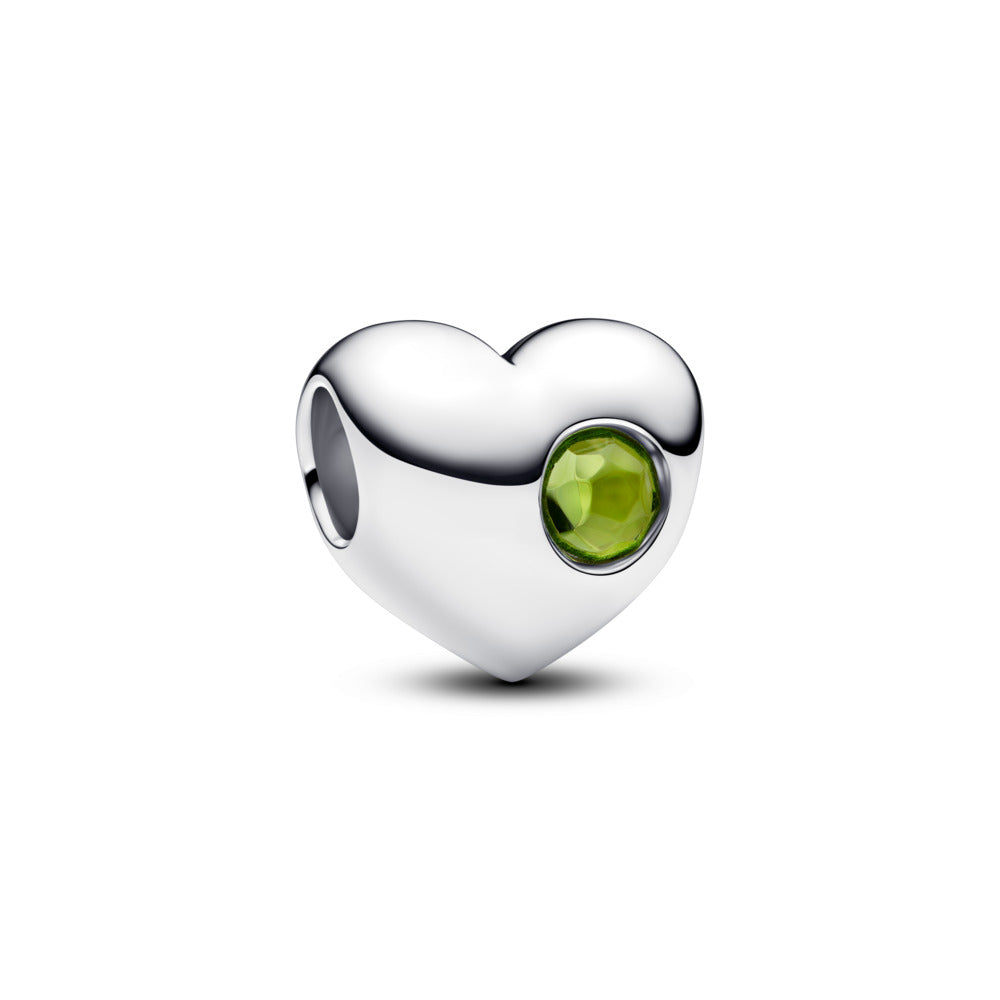 Engravable heart sterling silver charm with birthstone