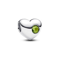 Engravable heart sterling silver charm with birthstone