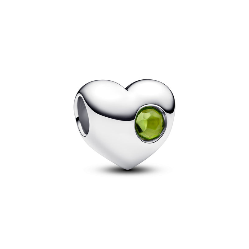Engravable heart sterling silver charm with birthstone