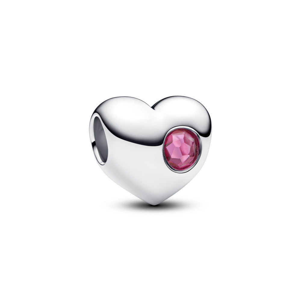 Engravable heart sterling silver charm with birthstone