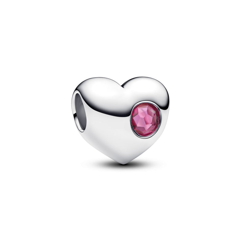 Engravable heart sterling silver charm with birthstone