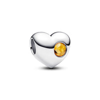 Engravable heart sterling silver charm with birthstone