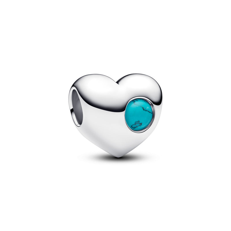 Engravable heart sterling silver charm with birthstone