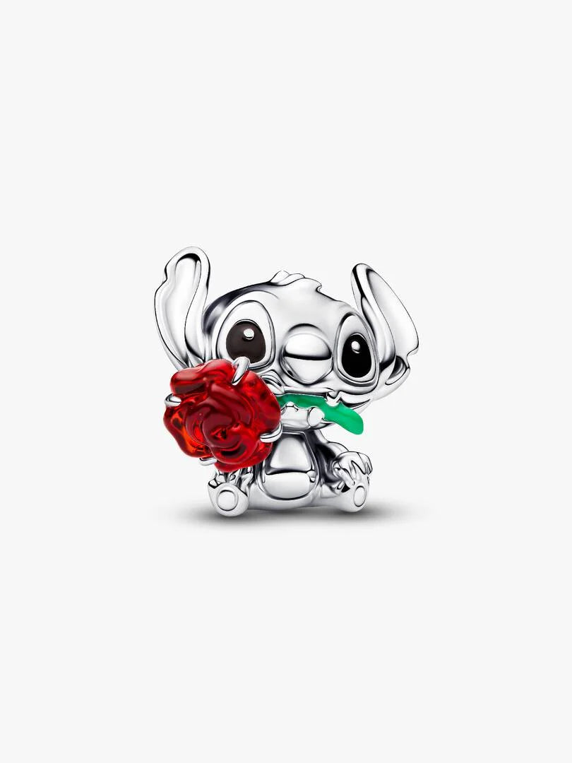 Disney Stitch Rose Murano Glass Charm