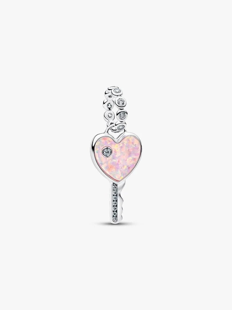 Opalescent Heart Key Dangle Charm