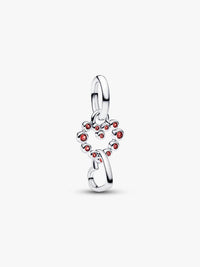 Connected Hearts & Red Stones Dangle Charm