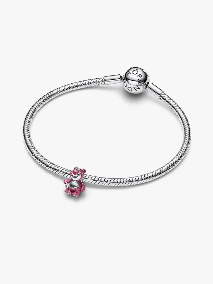 Disney Lotso sterling silver charm with scent pink and black enamel