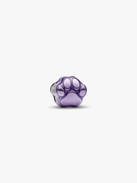Paw sterling silver mini charm with purple enamel