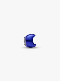 Moon sterling silver mini charm with blue enamel