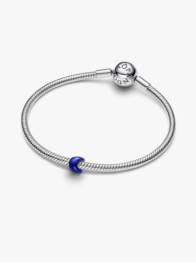 Moon sterling silver mini charm with blue enamel