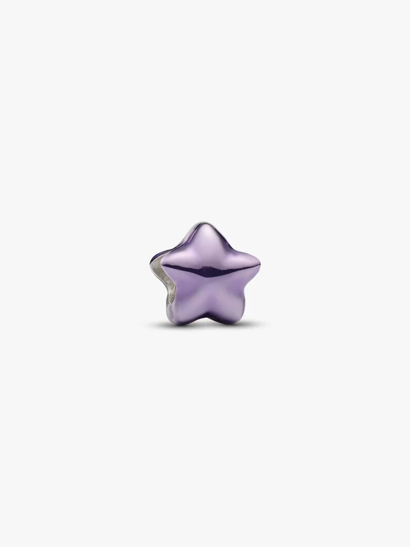 Star sterling silver mini charm with purple enamel