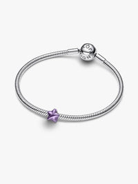 Star sterling silver mini charm with purple enamel