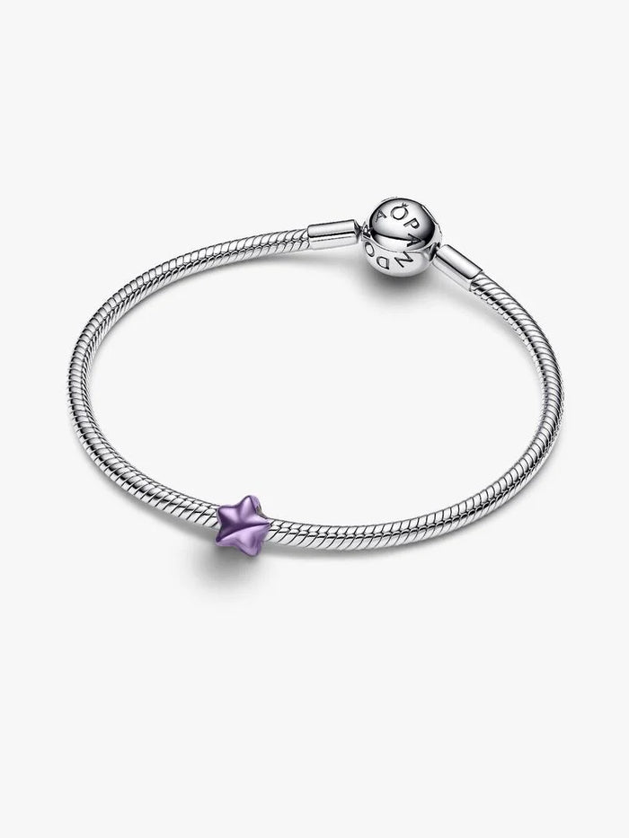 Star sterling silver mini charm with purple enamel