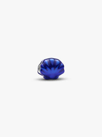 Shell sterling silver mini charm with blue enamel