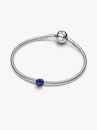 Shell sterling silver mini charm with blue enamel