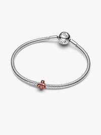Bee sterling silver mini charm with orange enamel
