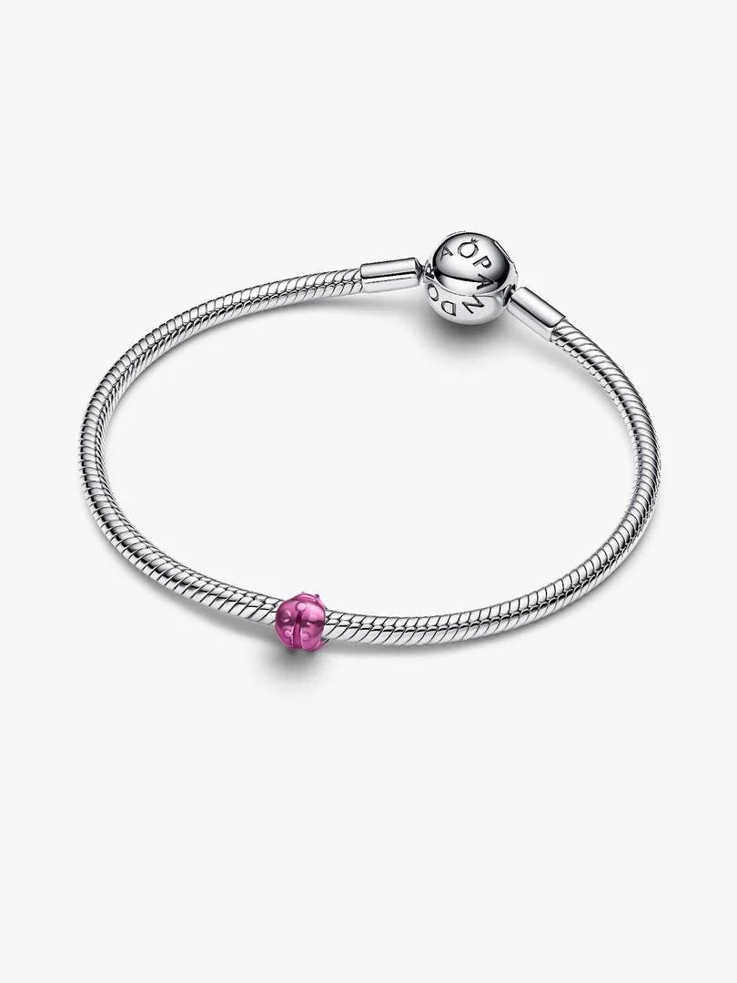 Ladybug sterling silver mini charm with pink enamel