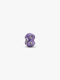 Infinity sterling silver mini charm with purple enamel