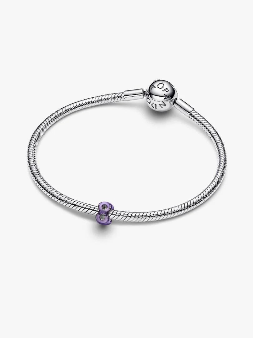 Infinity sterling silver mini charm with purple enamel