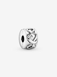 Knotted hearts silver clip