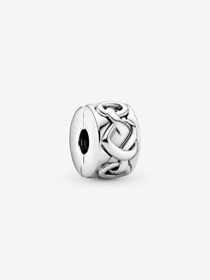 Knotted hearts silver clip