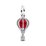 Air balloon sterling silver dangle with red Murano glass