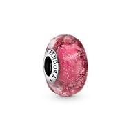 Wavy Fancy Pink Murano Glass Charm