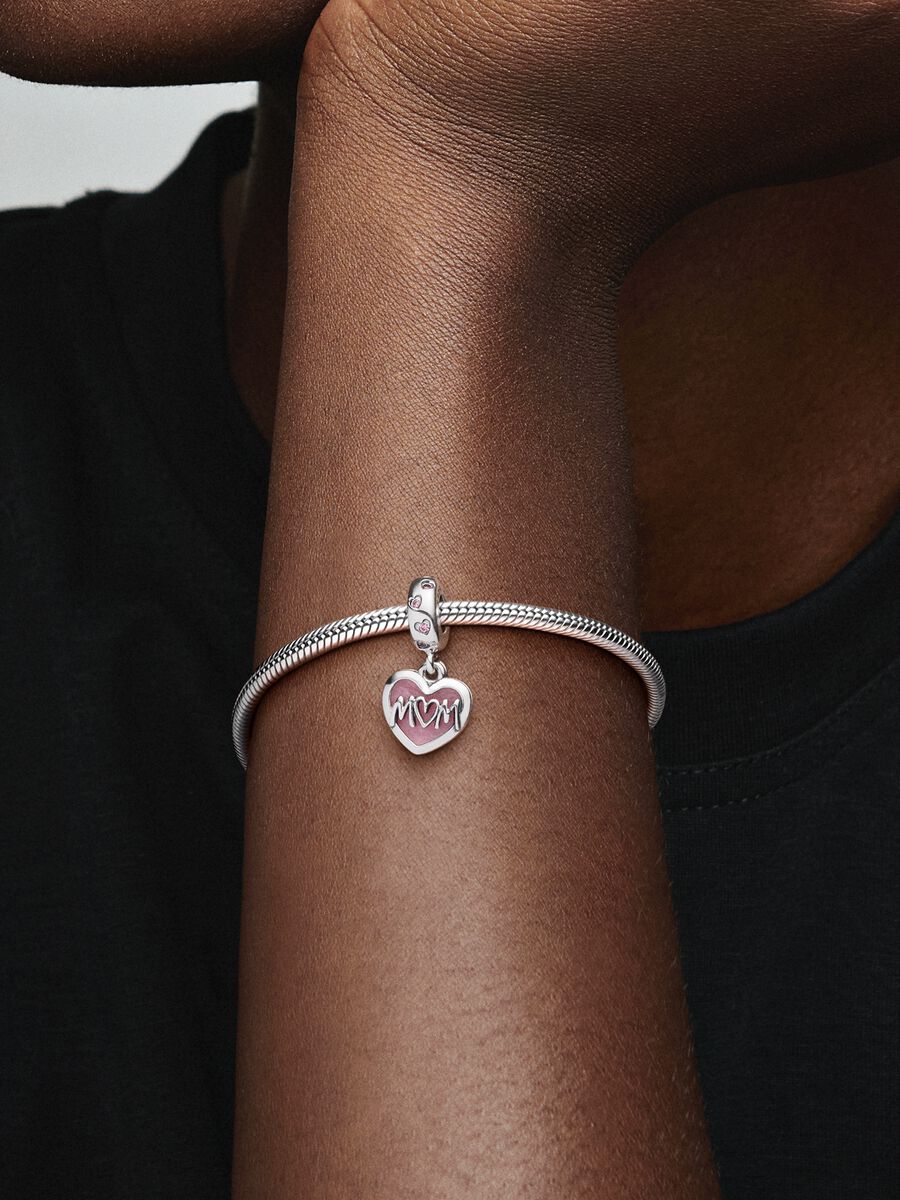 Mum Script Heart Dangle Charm