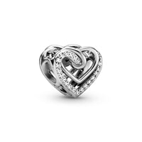 Sparkling Sterling Silver Entwined Hearts Charm