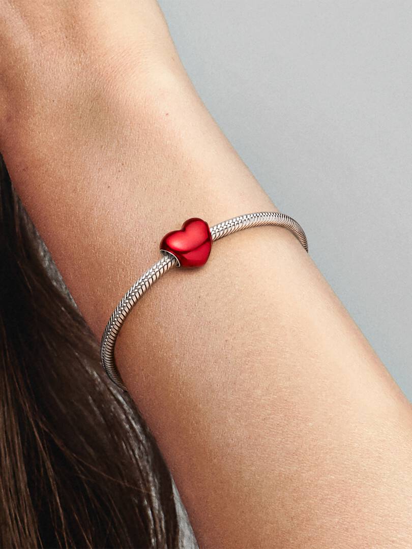 Metallic Red Heart Charm