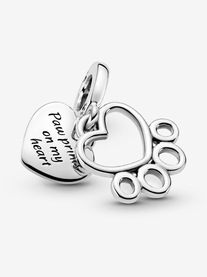 Hearts & Paw Print Dangle Charm