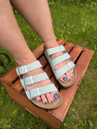 Birkenstock Florida Nubuck Platform Sandals - Pure Sage (Medium/Narrow)