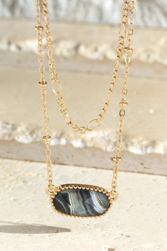 Layered Faux Stone Necklace