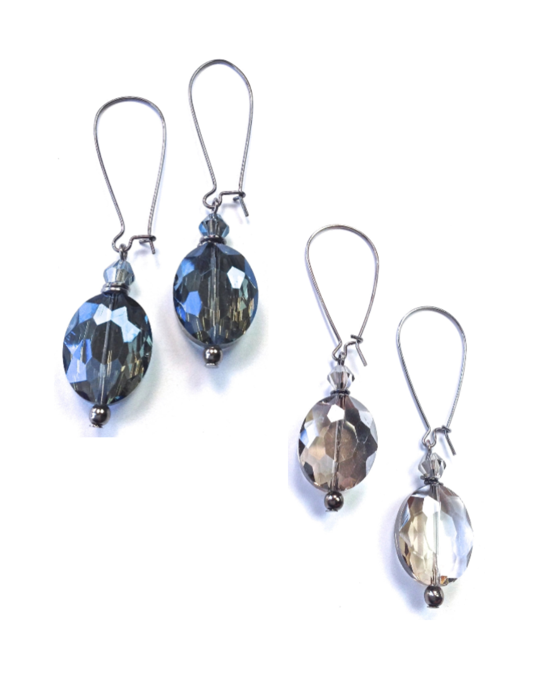Faceted Glass Dangle Earrings