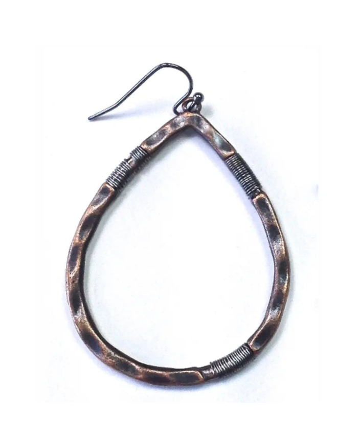 Hammered Copper Teardrop Earrings