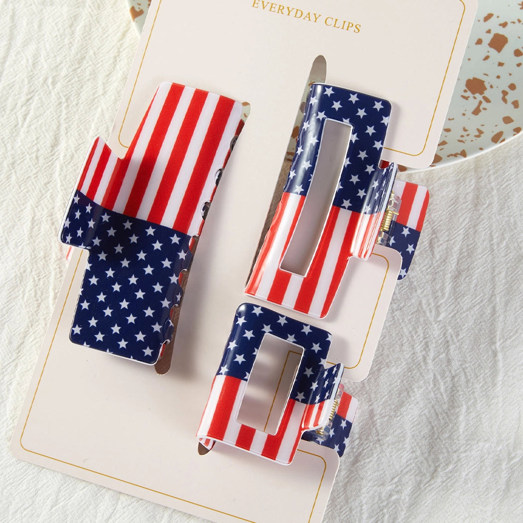 American Flag Hair Claw Set