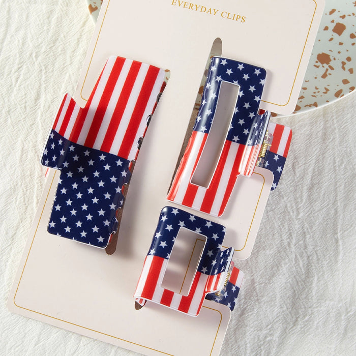 American Flag Hair Claw Set