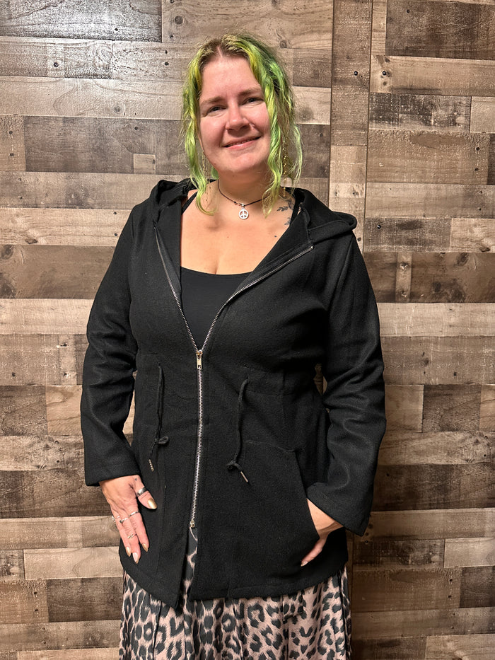 Alaina Hooded Drawstring Waist Jacket