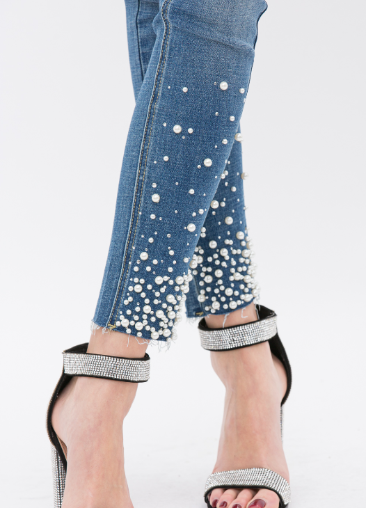 Alana Pearl Embellished Skinny Jeans