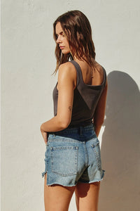 Alissa Square Neck Bodysuit - Charcoal