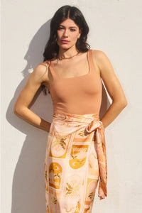 Alissa Square Neck Bodysuit - Clay